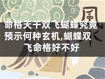 命格天干双飞蝴蝶究竟预示何种玄机,蝴蝶双飞命格好不好