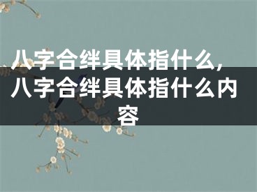 八字合绊具体指什么,八字合绊具体指什么内容