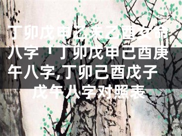 丁卯戊申乙未乙酉女命八字「丁卯戊申己酉庚午八字,丁卯己酉戊子戊午八字对照表