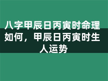 八字甲辰日丙寅时命理如何，甲辰日丙寅时生人运势