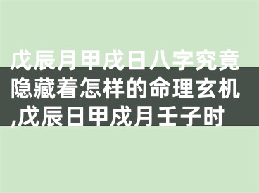 戊辰月甲戌日八字究竟隐藏着怎样的命理玄机,戊辰日甲戍月壬子时